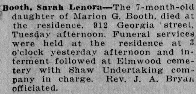 Sarah Lenora Booth obituary
